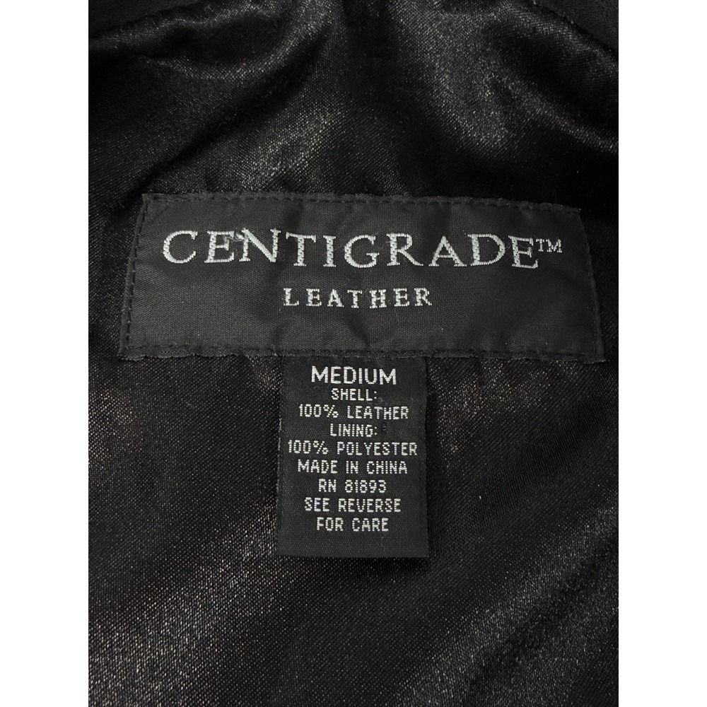 Centigrade Leather Jacket Medium Black Button Fro… - image 7